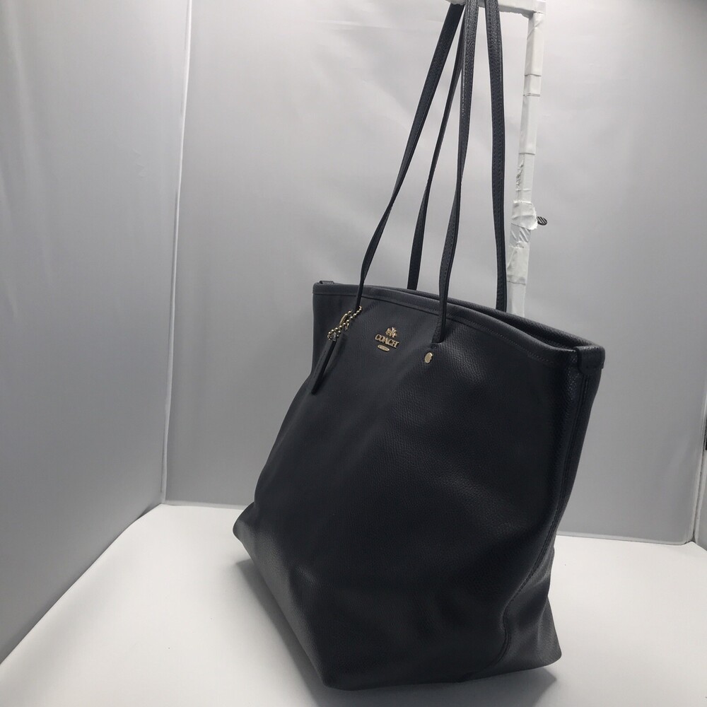 Coach New York Horse & Carriage Pebbled Leather Tote Blue Zipper Great Condition - Picture 4 of 13